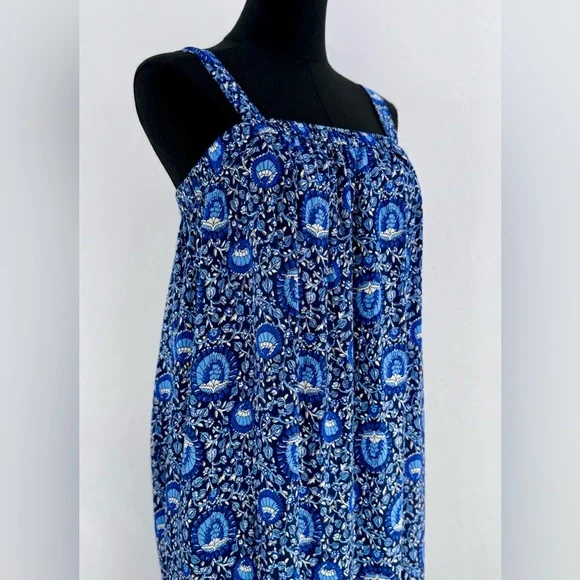 Old Navy Midi Dress Women's Blue Tiered Floral Boho Beach Sz M Lightweight - Picture 4 of 10
